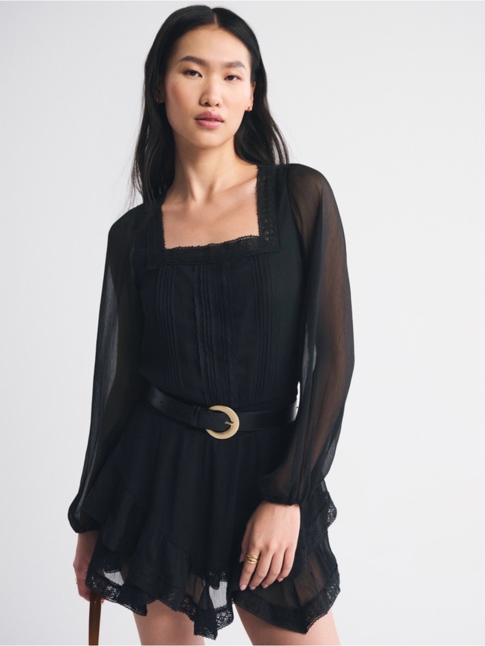 Abercrombie & Fitch Black Lace-Trim Blouse